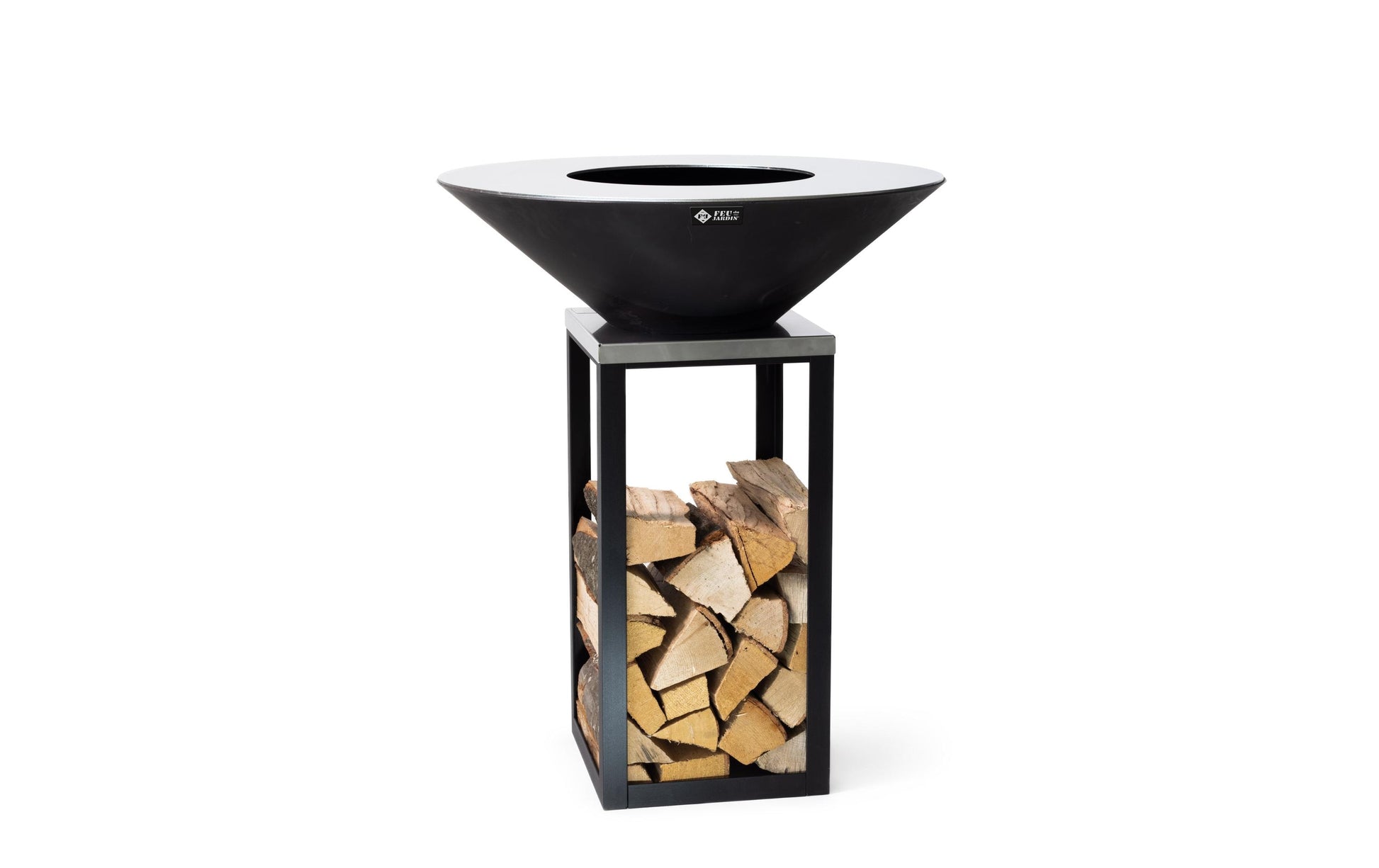 Feu Du Jardin Feuerschale Fyro 80, Ø 78 cm, Höhe 100 cm – Schwarz, Edelstahl