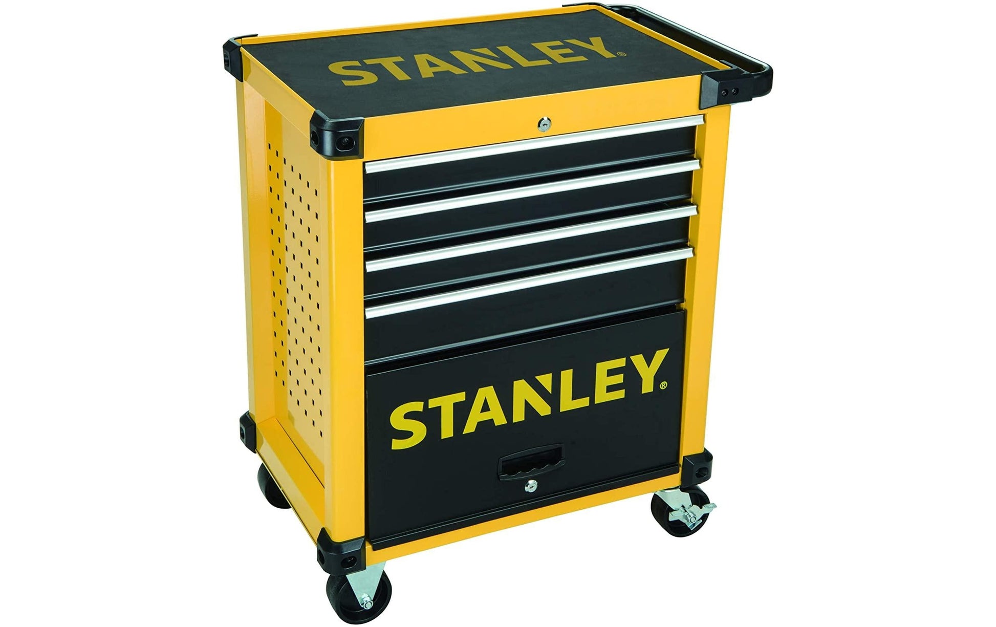 HERMA Stanley – Werkstattwagen, 462 × 889 × 690 mm, gelb, 4 Schubladen, 4 Rollen, abschliessbar