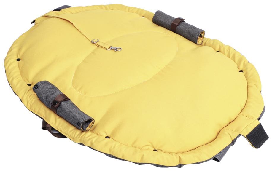 Nobby Haustierträger SHELLY – waschbar bei 30 °C, Klettverschluss – für Hund – 72 × 55 cm – grau-senf