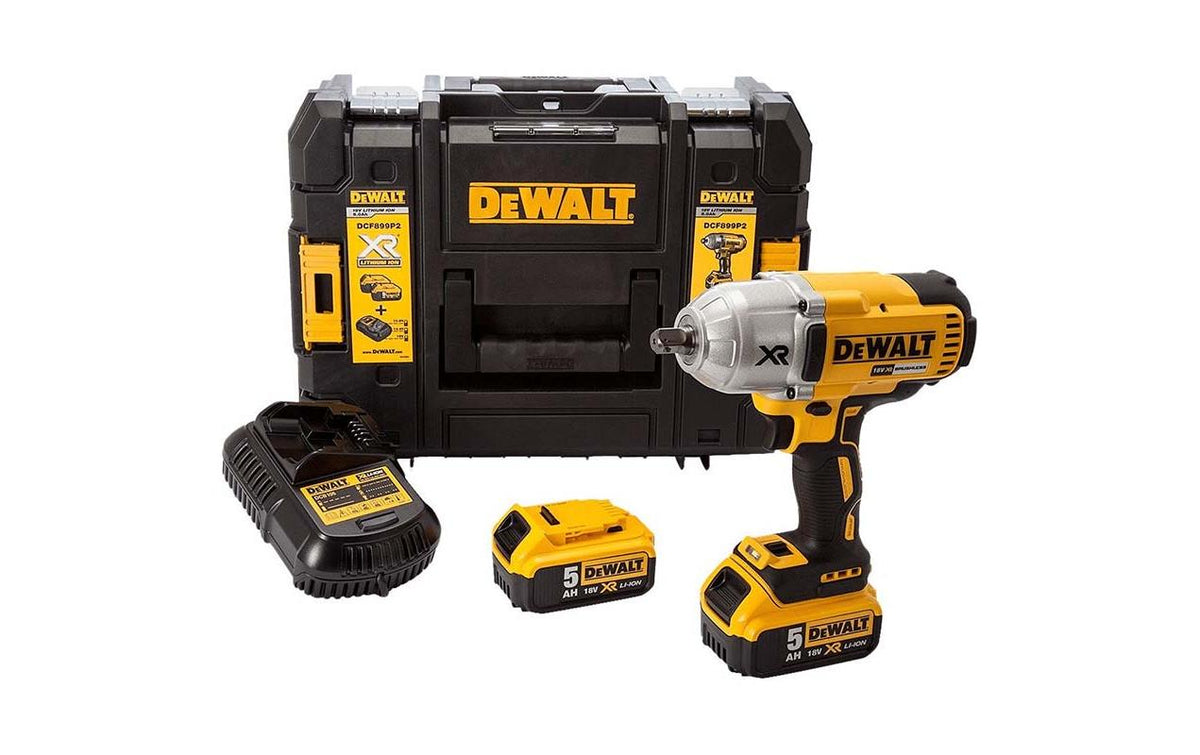 DeWalt DCF899P2 Schlagschrauber – 18 V – 1/2" Vierkantaufnahme – 950 Nm – 2×5,0 Ah & Ladegerät, Koffer – XR