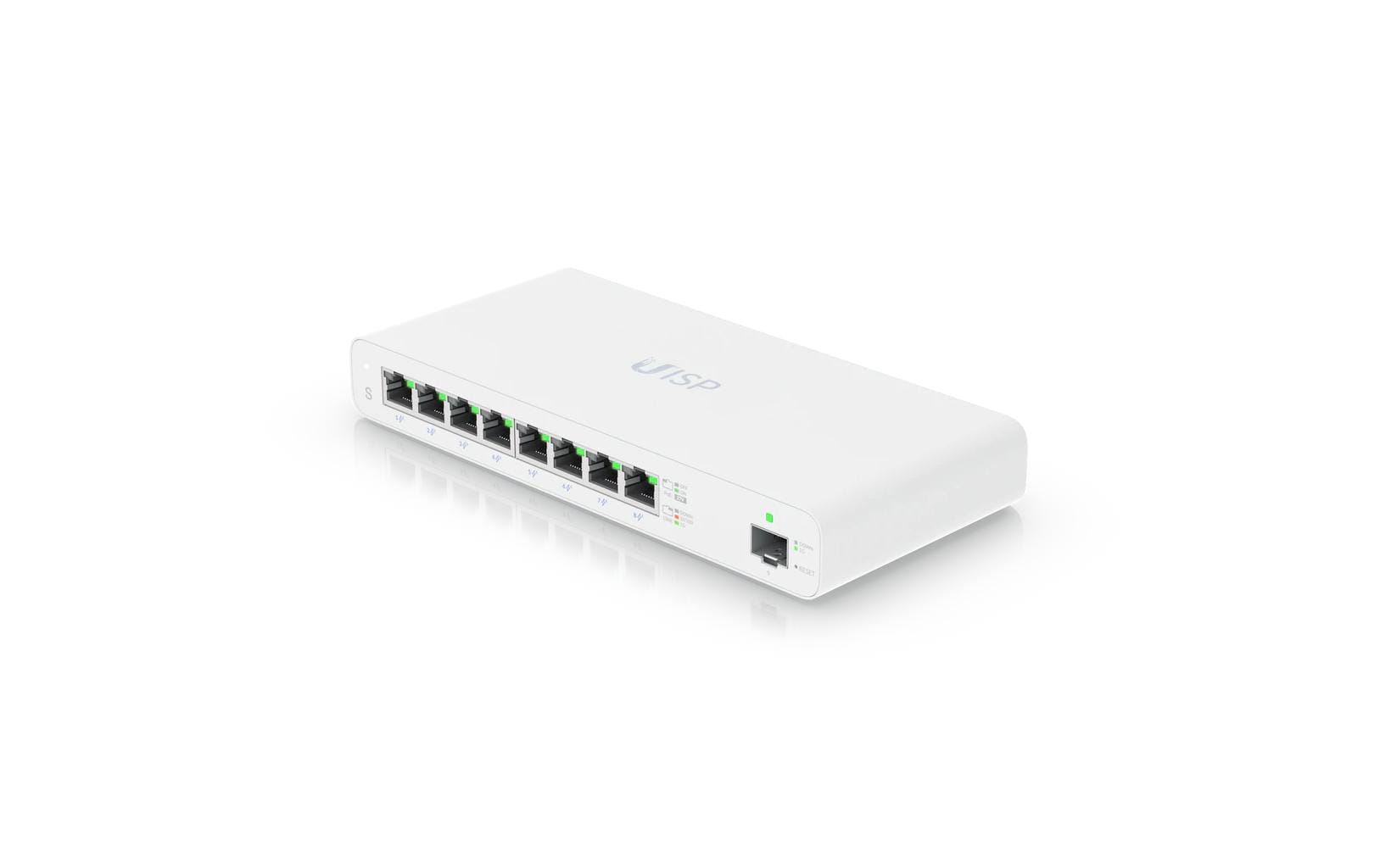 Ubiquiti UISP-S – Managed Switch, 8x LAN (GbE), 1x SFP, PoE (passiv), Weiss