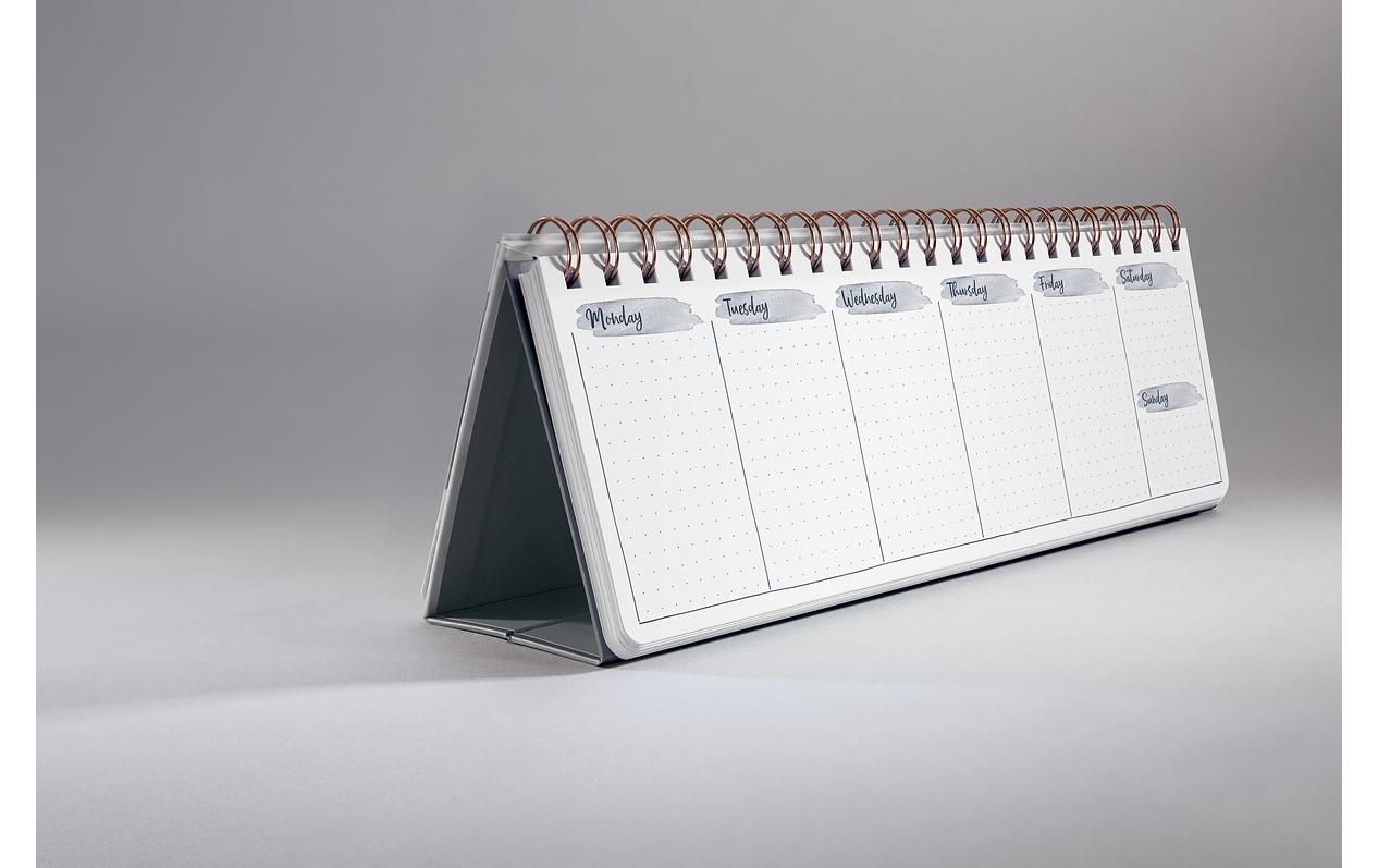 Sigel Jolie JP101 – Tischkalender ohne Jahr, Wochenplaner, 30 × 11,4 cm, Spiralbindung, Englisch, Apricot