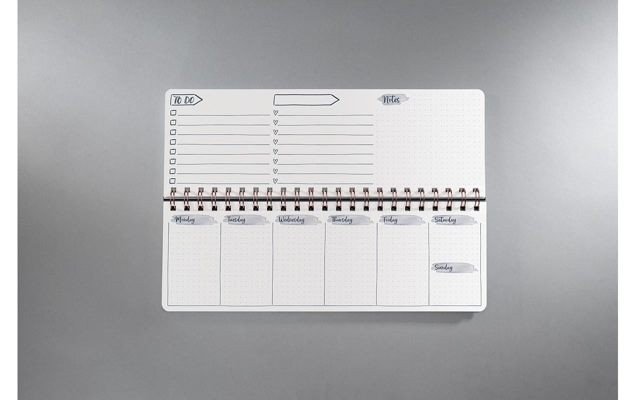 Sigel Jolie JP101 – Tischkalender ohne Jahr, Wochenplaner, 30 × 11,4 cm, Spiralbindung, Englisch, Apricot