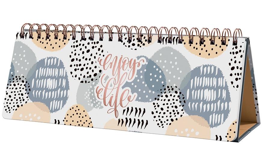Sigel Jolie JP101 – Tischkalender ohne Jahr, Wochenplaner, 30 × 11,4 cm, Spiralbindung, Englisch, Apricot