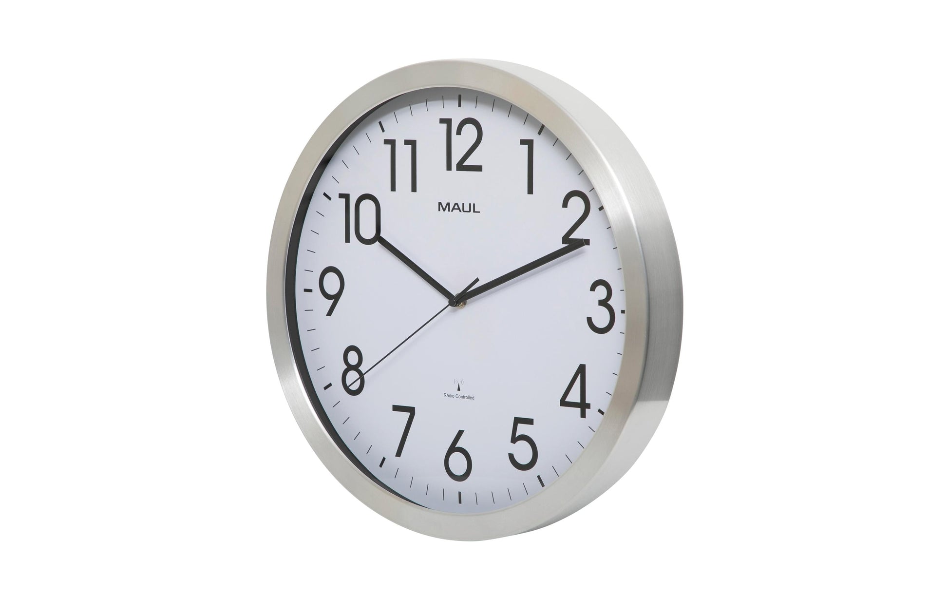 MAUL Wanduhr – Funk – Ø 40 cm, Silber, Kunststoff