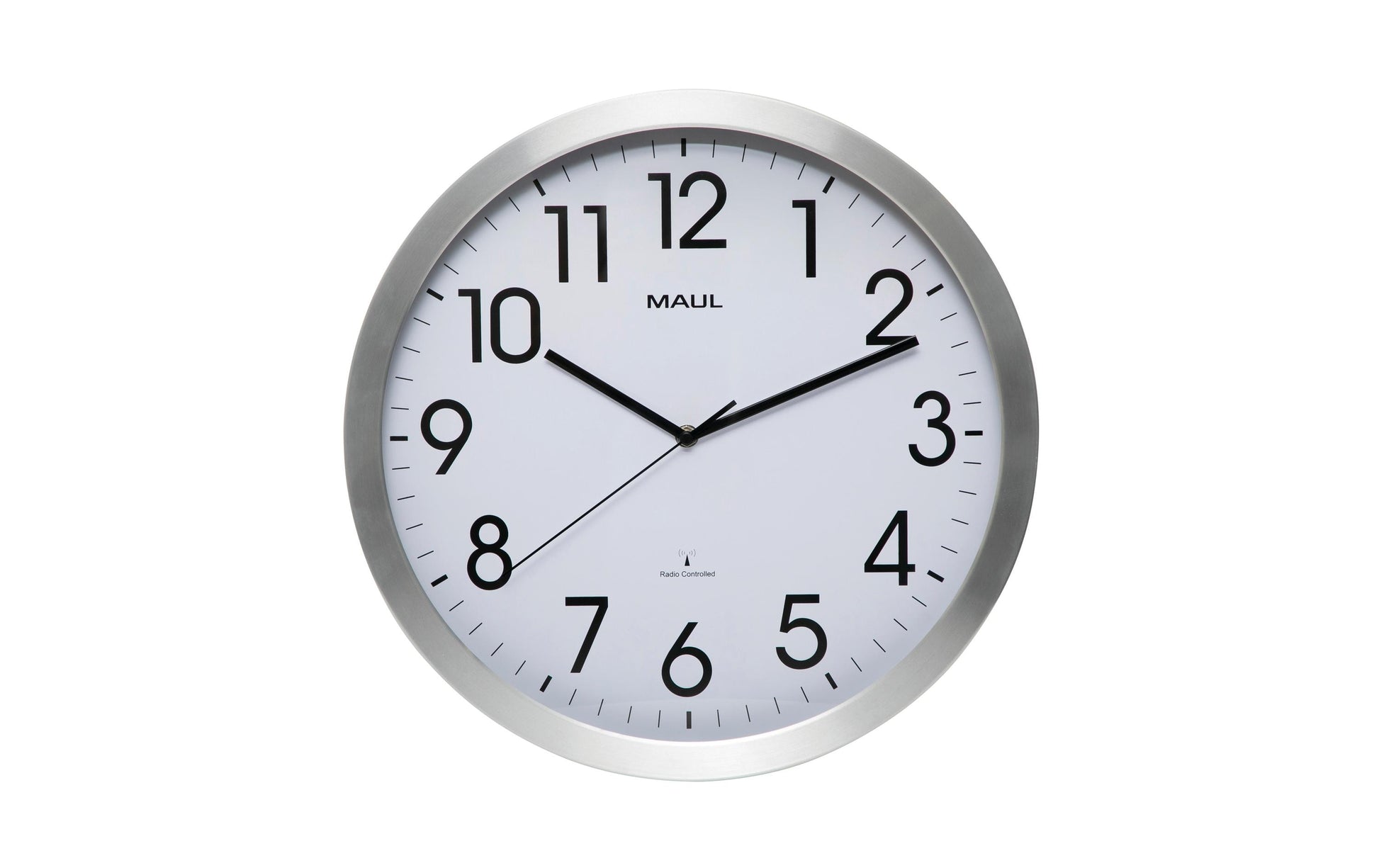 MAUL Wanduhr – Funk – Ø 40 cm, Silber, Kunststoff