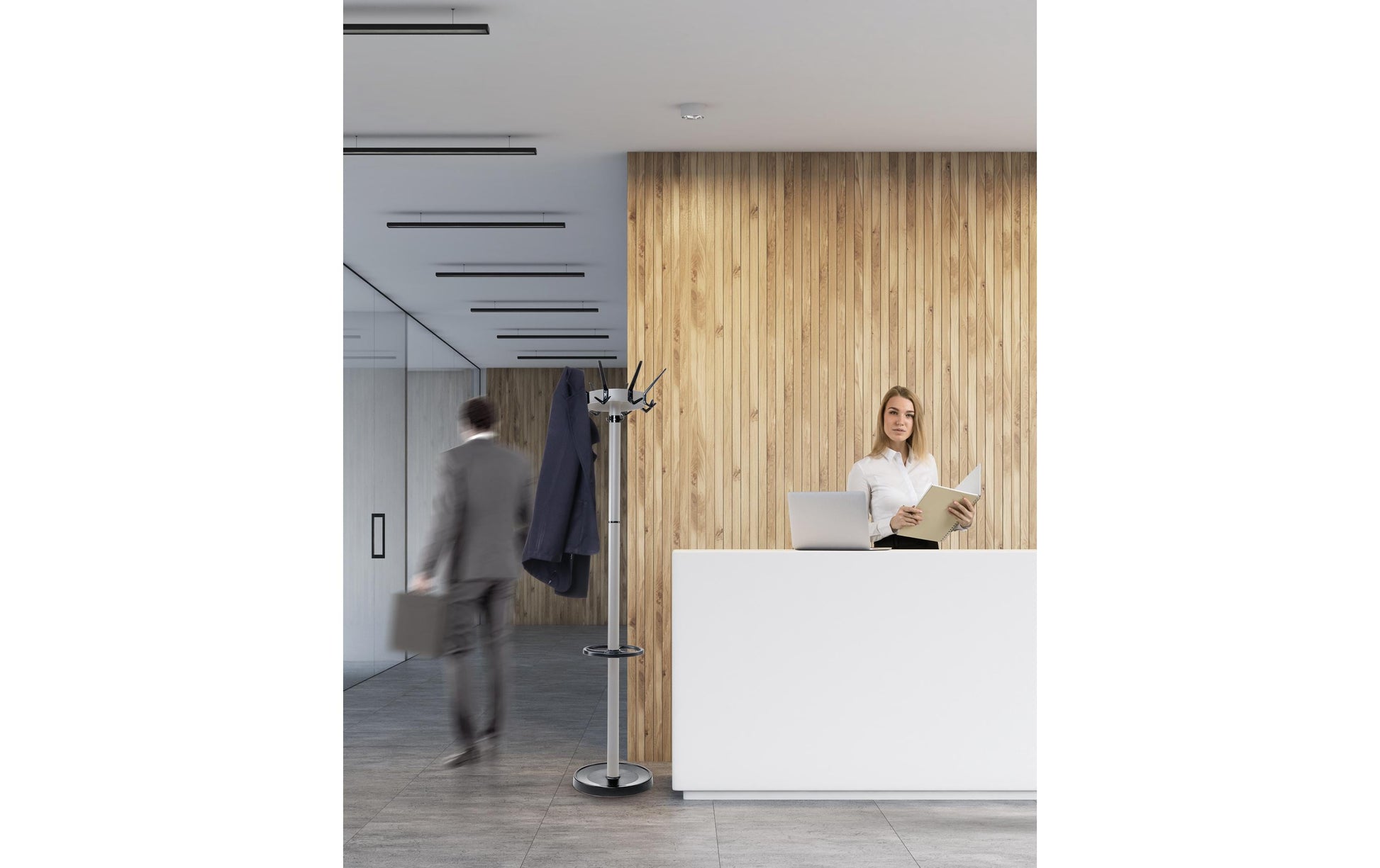 MAUL Garderobenständer (mit Schirmhalter) – Stahl – Silber – 1'725 mm