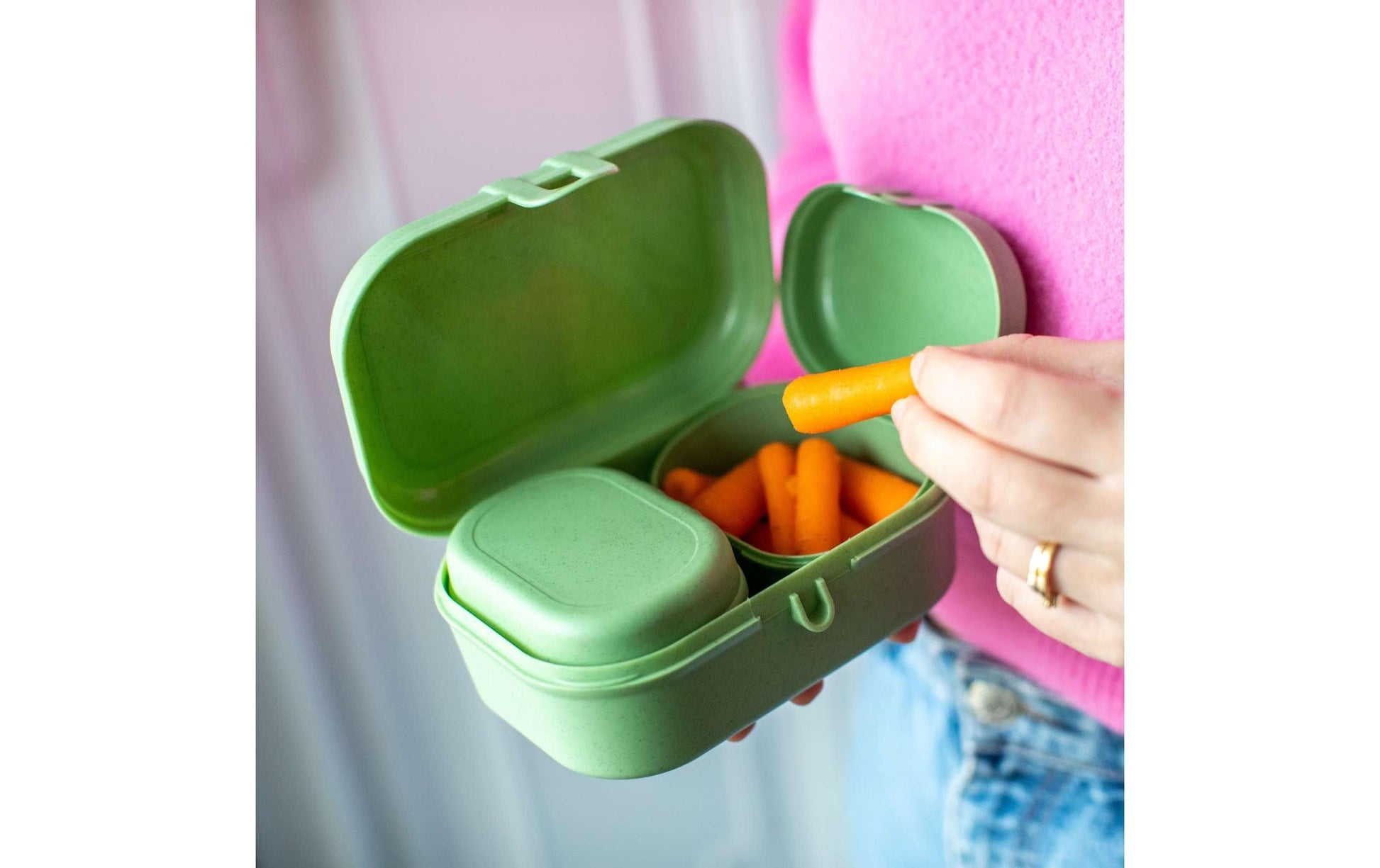 Koziol Pascal ready mini – Lunchbox 10,8 × 15,1 × 6 cm, Biokunststoff, BPA-frei, 3-teilig