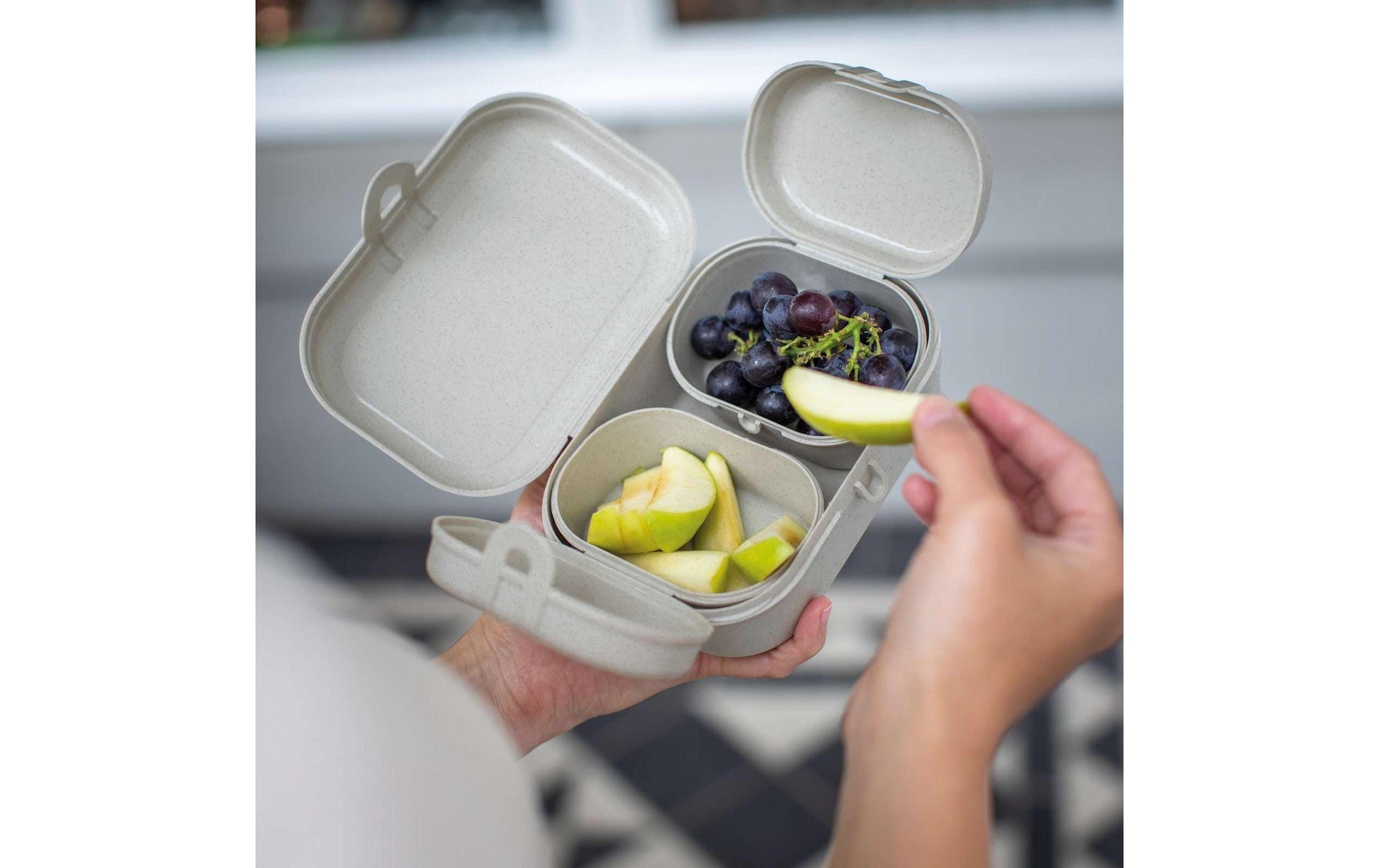 Koziol Lunchbox Pascal ready mini – 3er Set, 10,8 × 15,1 × 6,0 cm, Kunststoff (biozirkulär), spülmaschinenfest