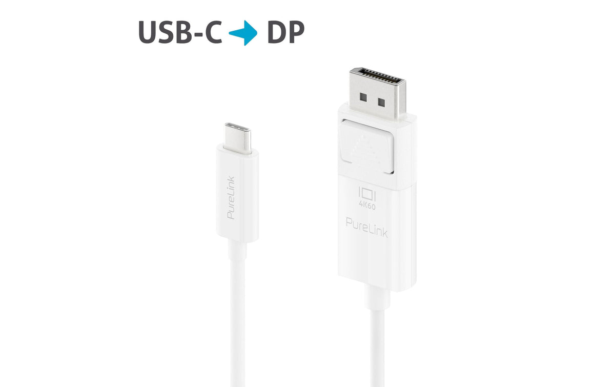 PureLink IS2220-020 USB-C zu DisplayPort Kabel – 4K (3840 × 2160) @ 60 Hz, 2 m, DisplayPort 1.2, Weiss