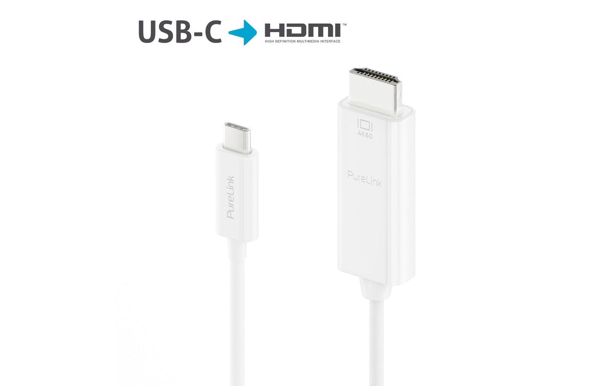 PureLink IS2200-015 USB-C zu HDMI Kabel – 4K (3840 × 2160) @ 60 Hz, 1,5 m, HDMI 2.0, DP Alt Mode, Weiss