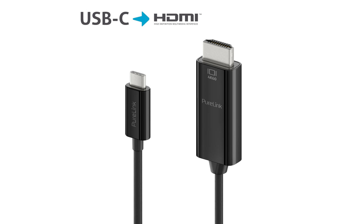 PureLink USB-C (Stecker) auf HDMI (Stecker) Adapter, HDMI 2.0, 4K@60 Hz, 1,5 m, DisplayPort-Alt-Modus