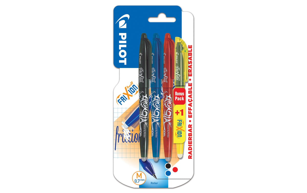 Pilot FriXion Ball – Tintenroller, 0,7 mm, sortiert, radierbar, wasserfest – 4 Stk.