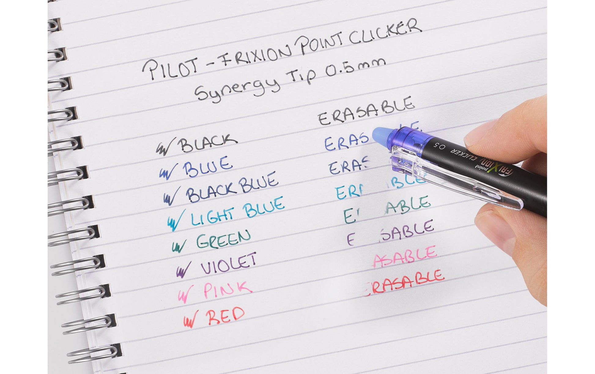 Pilot FriXion Point Clicker – Radierbarer Tintenroller, 0,25 mm, Hellblau