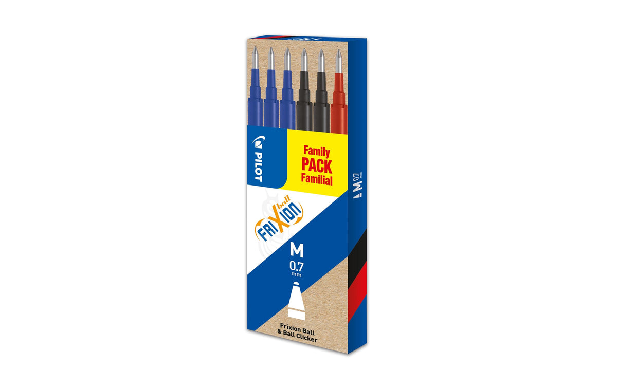 Pilot FriXion Rollerpatrone – Mehrfarbig, 0,7 mm (Mittel), 6er-Pack