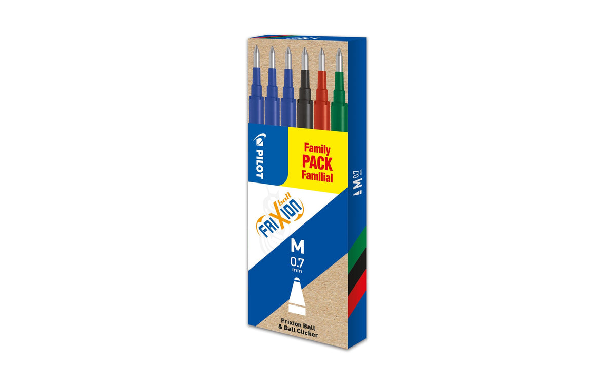 Pilot FriXion Rollerpatrone – Mehrfarbig, 0,7 mm (Mittel), 6er-Pack