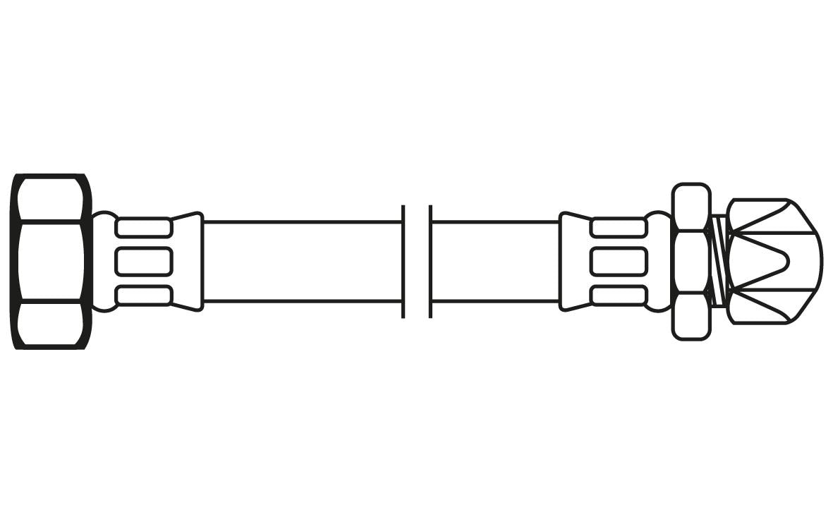 Flexo Anschlussschlauch – 1/2" IG × 10 mm, 40 cm, Silbergrau