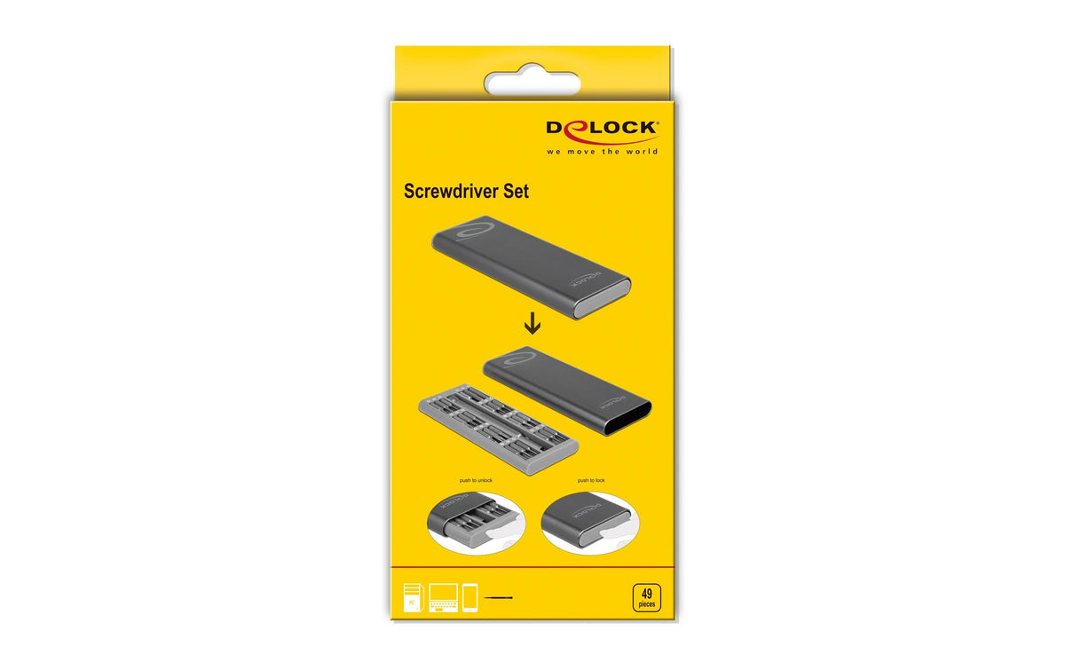 DeLOCK Elektronik-Reparaturset – 49-teilig, Bits: Torx, PH, SL – magnetischer Bithalter