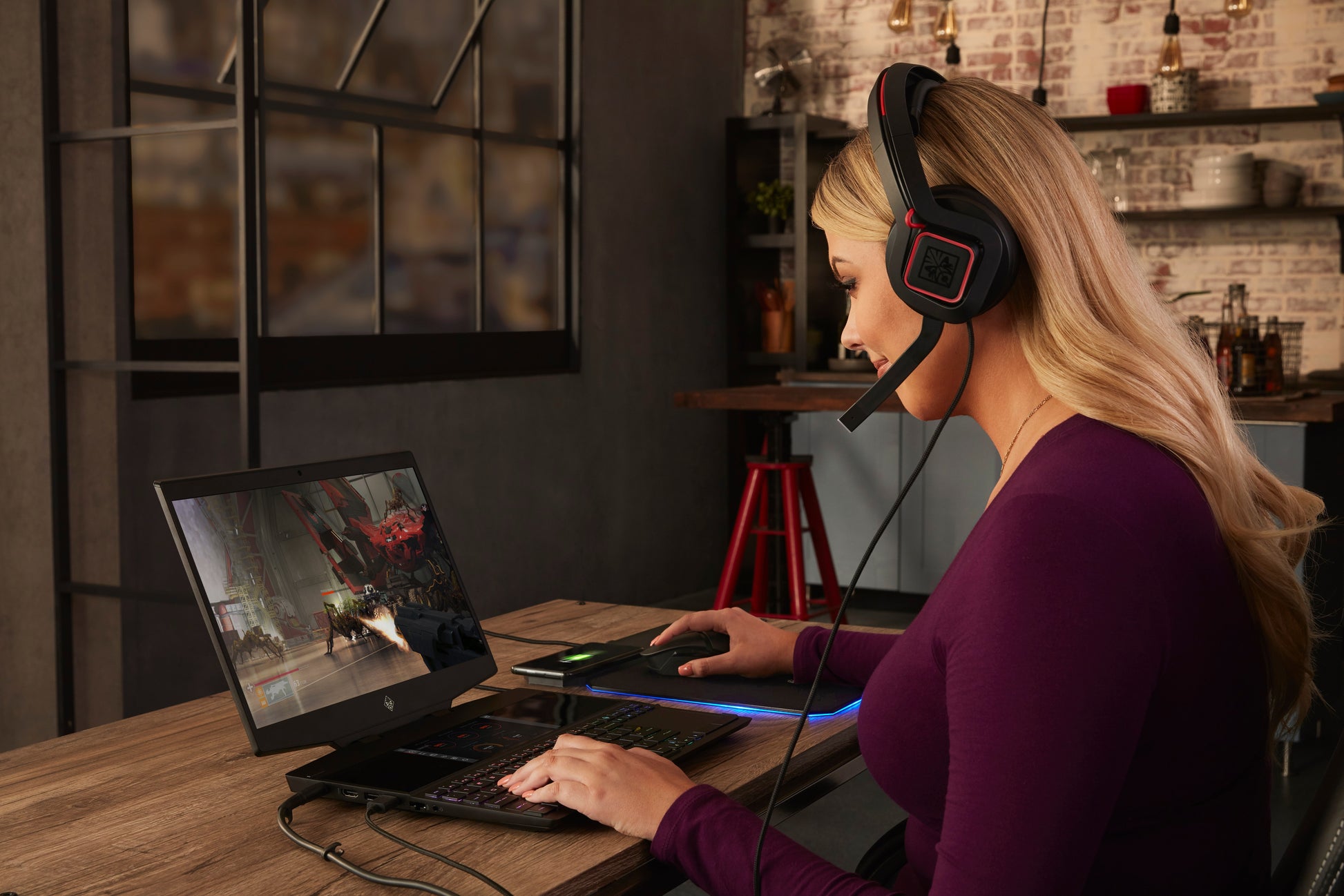 HP OMEN Photon – Gaming-Maus – Kabellos (Bluetooth/2,4 GHz), 16000 DPI, beidhändig, Schwarz