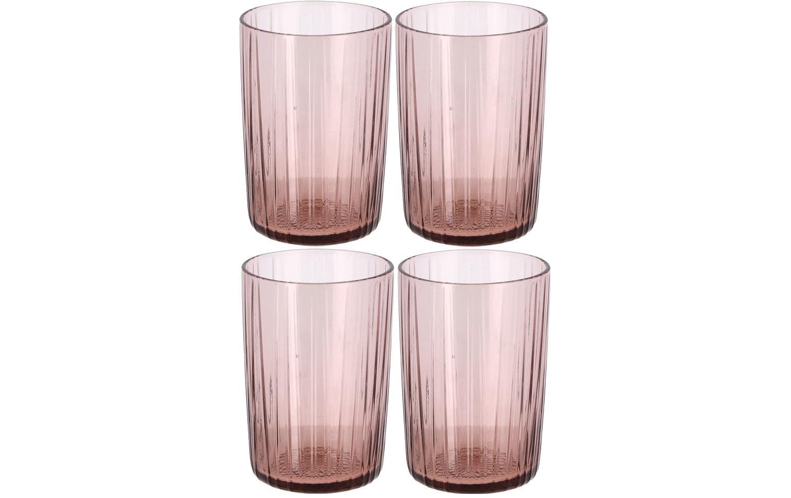 BITZ Trinkglas – 4er Set, 280 ml, Ø 7 cm, Kristallglas, Rosa, spülmaschinenfest