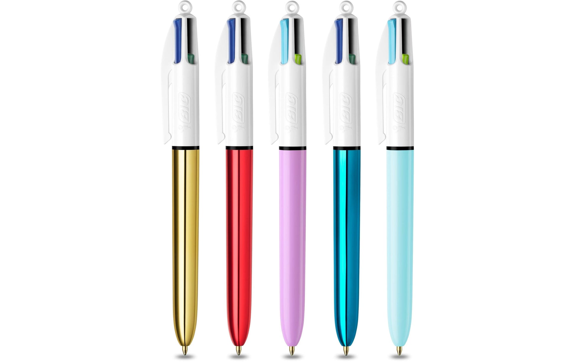BIC 4 My Colours Multifunktions-Kugelschreiber – 4 Farben, Spitze 0,32 mm, Druck, nachfüllbar, 5er Pack