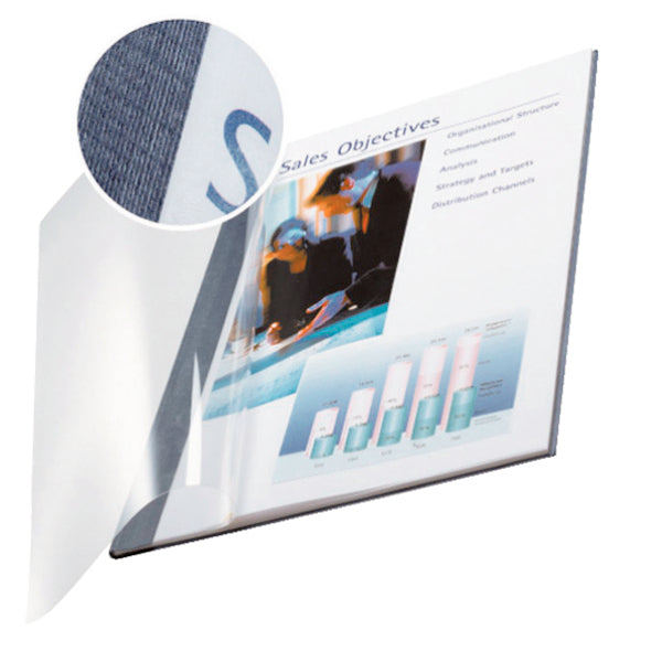 Leitz impressBind Thermobindemappe – A4 – Rücken 3,5 mm – 15–35 Blatt, Leinenstruktur, Blau – 10 Stk.