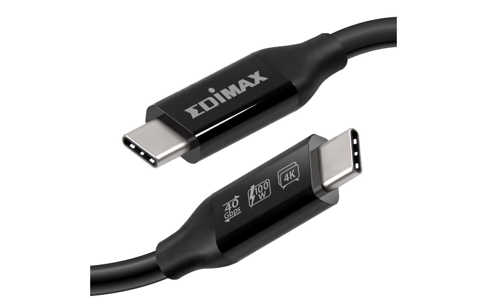 Edimax Thunderbolt 3 (USB-C) Kabel – 40 Gbit/s – 0,5 m – PD 240 W – TPE-Mantel – Schwarz
