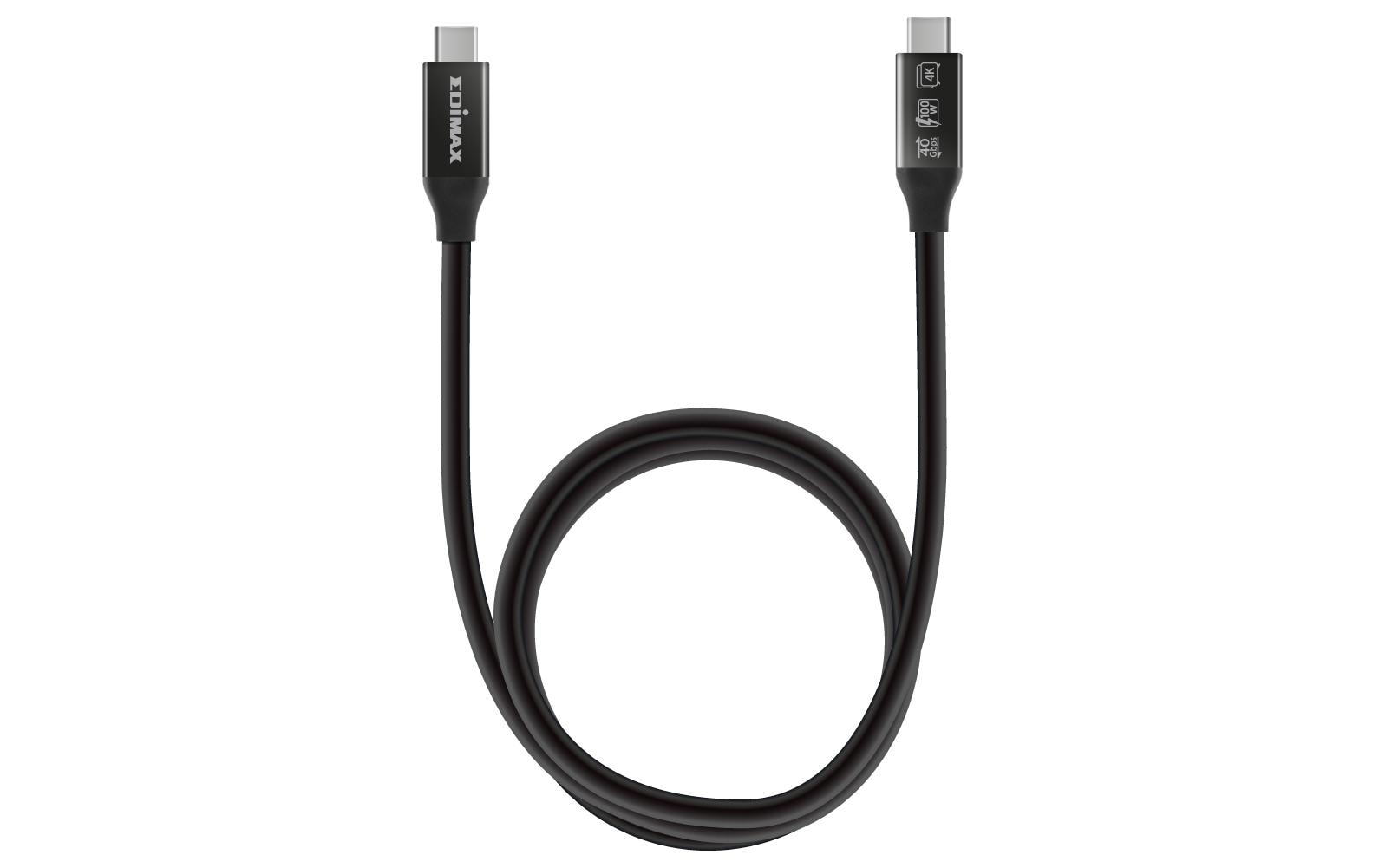 Edimax Thunderbolt 3 (USB-C) Kabel – 40 Gbit/s – 0,5 m – PD 240 W – TPE-Mantel – Schwarz