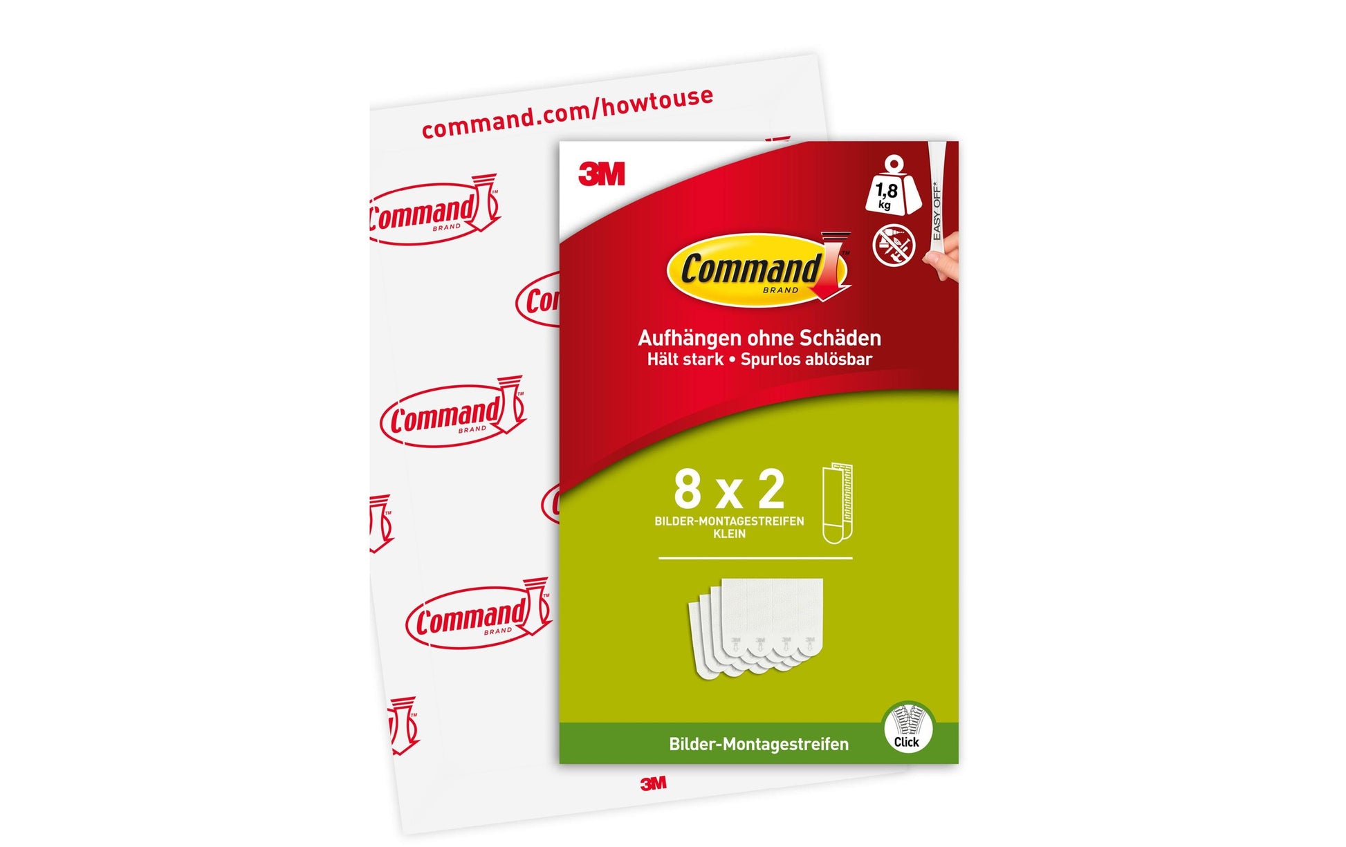 Command Klebestreifen (Montage) – Weiss, 1,8 kg Tragkraft, 4 Stück