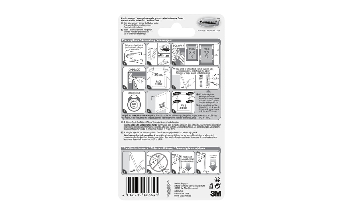 Command Montagestreifen L – schwarz, bis 7,2 kg, 4 Sets à 2 Streifen
