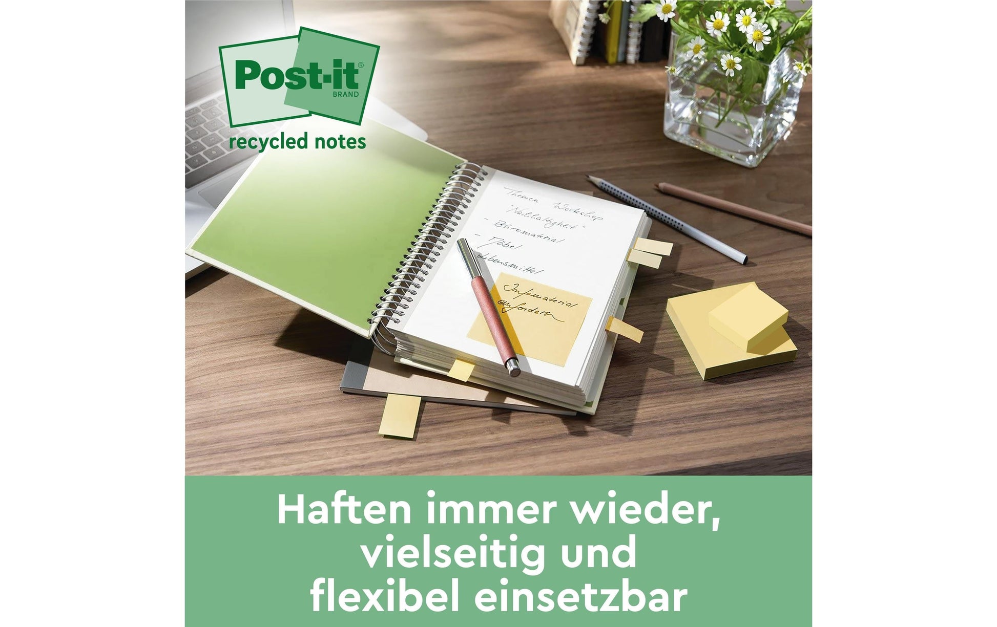 Post-it Haftnotizen Super Sticky – 76×76 mm – Gelb, 12×70 Blatt, PEFC