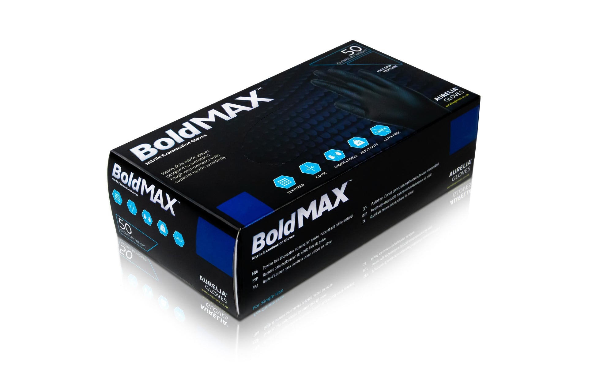 Boldmax Einweghandschuhe Nitril Max Grip – M – Schwarz
