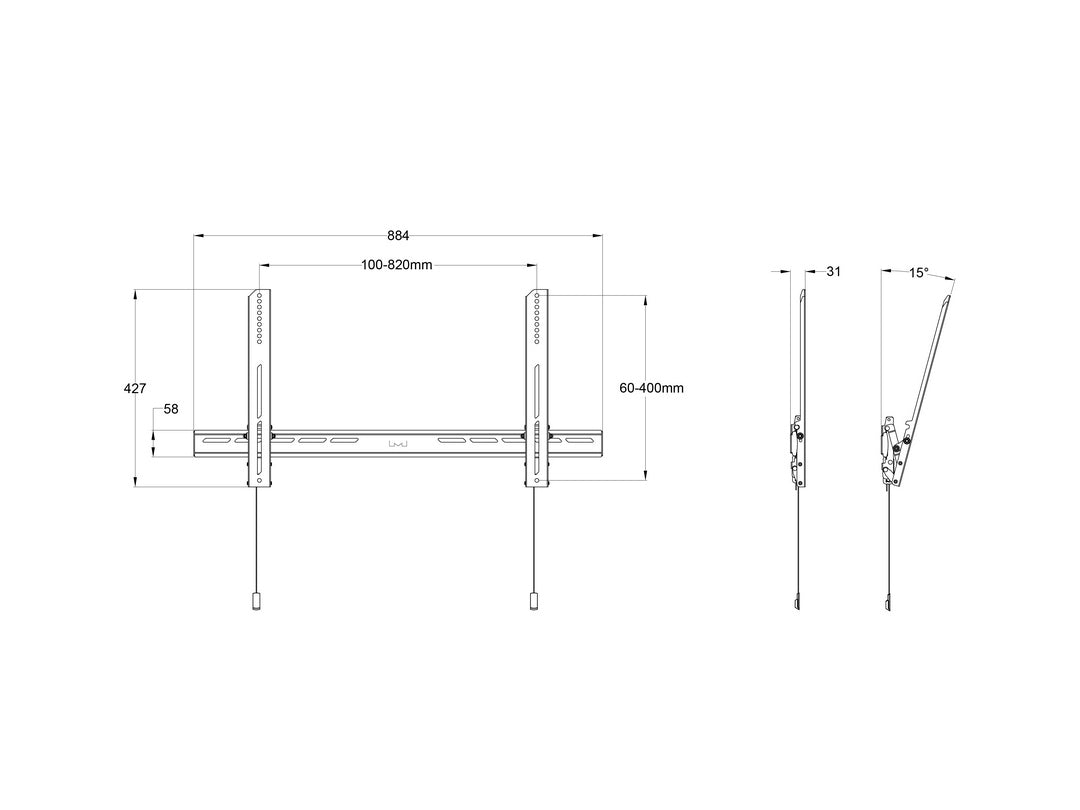 Multibrackets Wandhalterung – Neigbar – 40–85" – VESA 200×200–800×400 – bis 50 kg – 0995