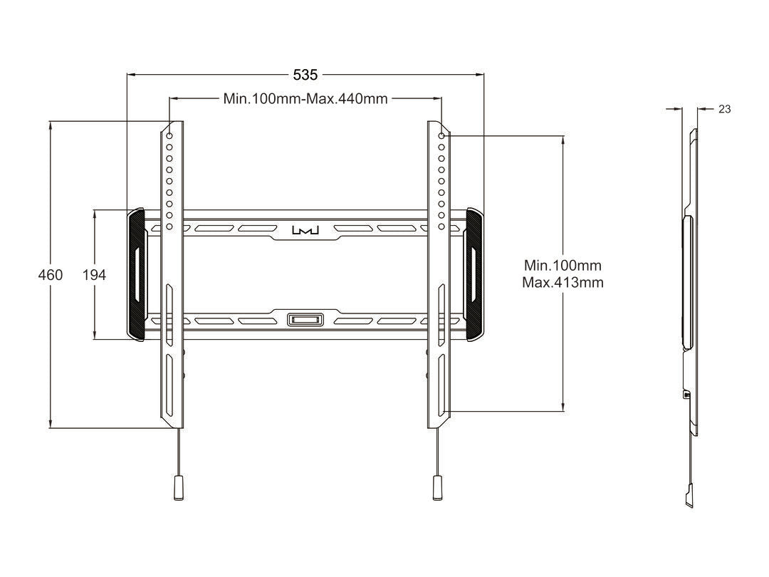 Multibrackets Wandhalterung – Fix – 32–65" – VESA 200×200–400×400 – bis 50 kg – Wallmount Fixed M