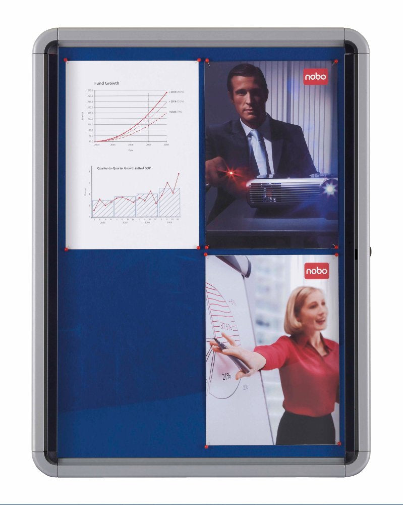Nobo Schaukasten Premium Plus, 6 × A4 – Aluminium, Sicherheitsglas, Innenbereich, 70,9 × 66,8 × 4,3 cm