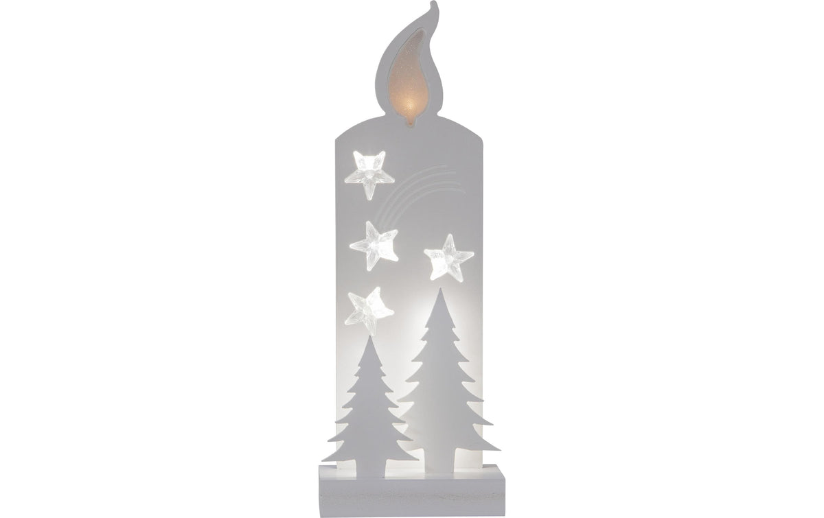 Star Trading Grandy Dekorationsfigur – 13 × 36 × 8 cm – Holz, Weiss, 12 LEDs