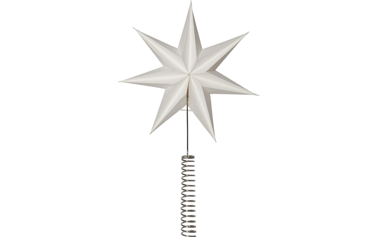 Star Trading Baumspitze – 21 × 33 × 5,5 cm – Metall & Papier, weiss