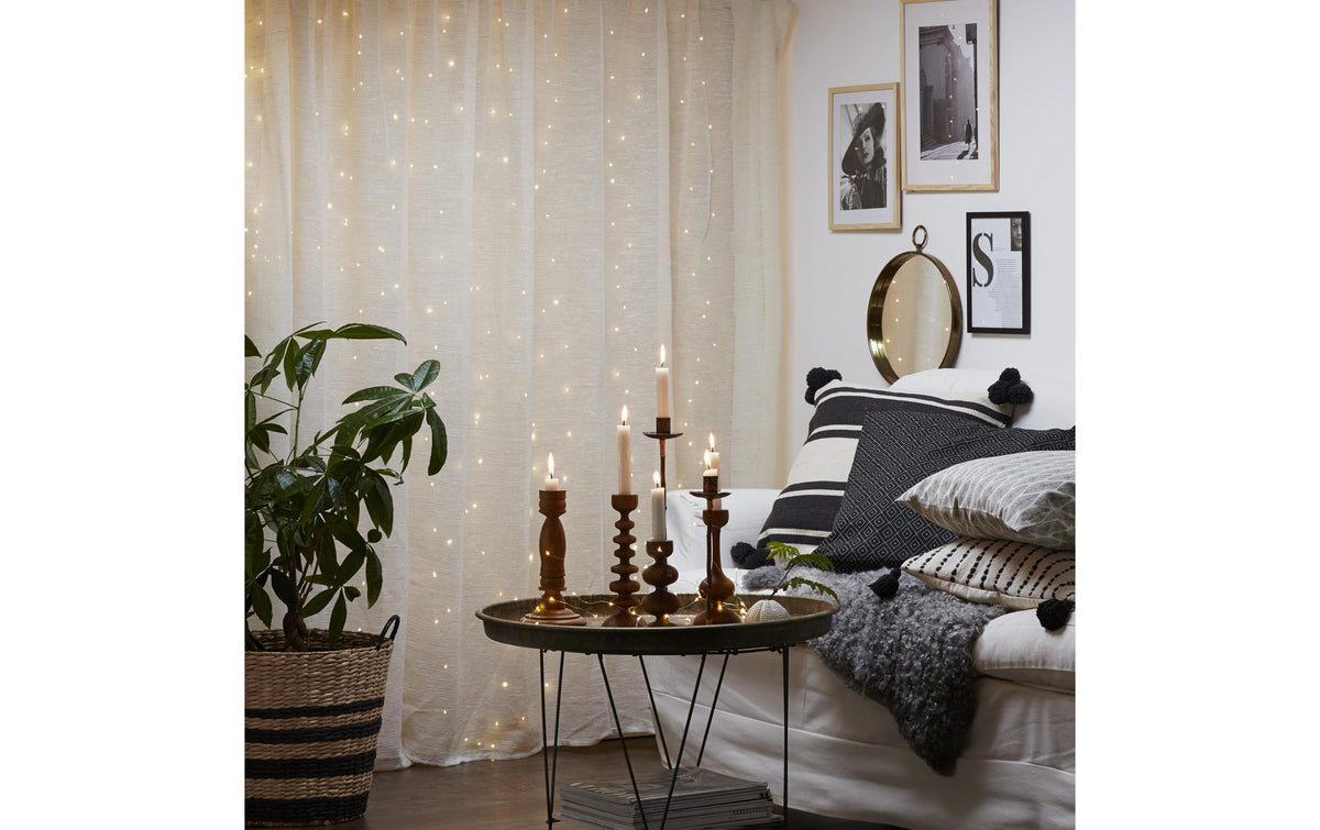 Star Trading Lichtvorhang Angel Hair – Starterset, 200 × 100 cm, 46 lm, 1,63 W, warmweiss, silber/transparent