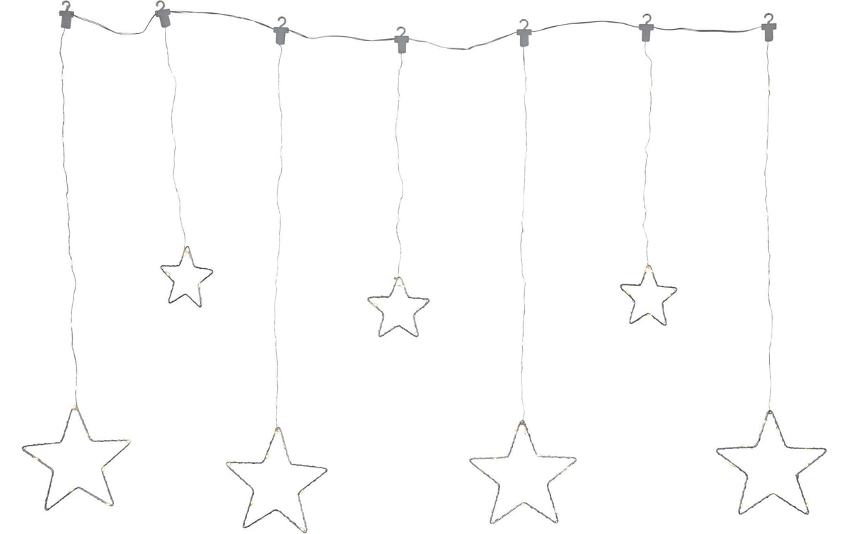 Star Trading Lichtvorhang Dew Drop Stars – 80 × 120 cm, 2,1 W, Kaltweiss, Silber/Transparent, 84 LEDs