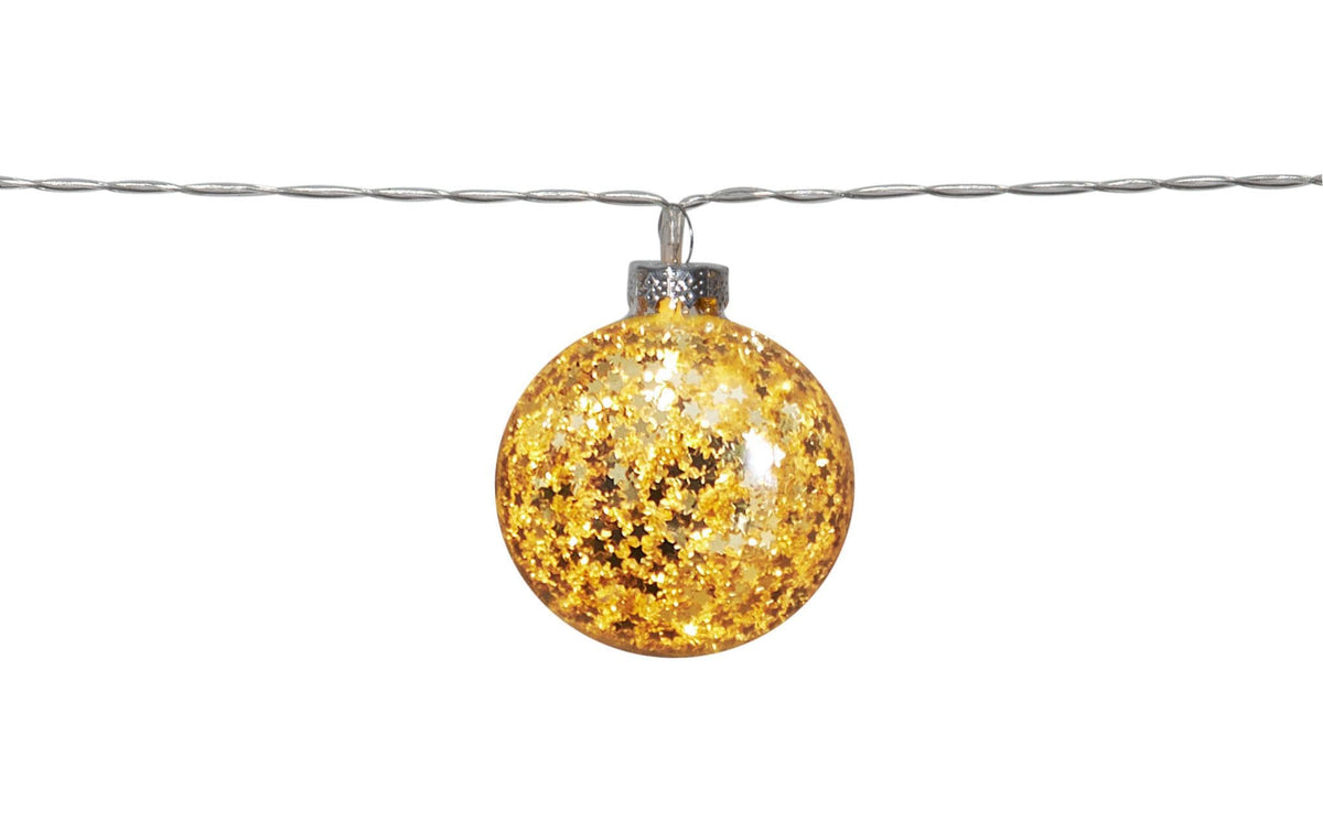 Star Trading Lichterkette Glitter Gold – 1,8 m, 0,6 W, Warmweiss, Gold, Timer, Batteriebetrieb (2×AA)