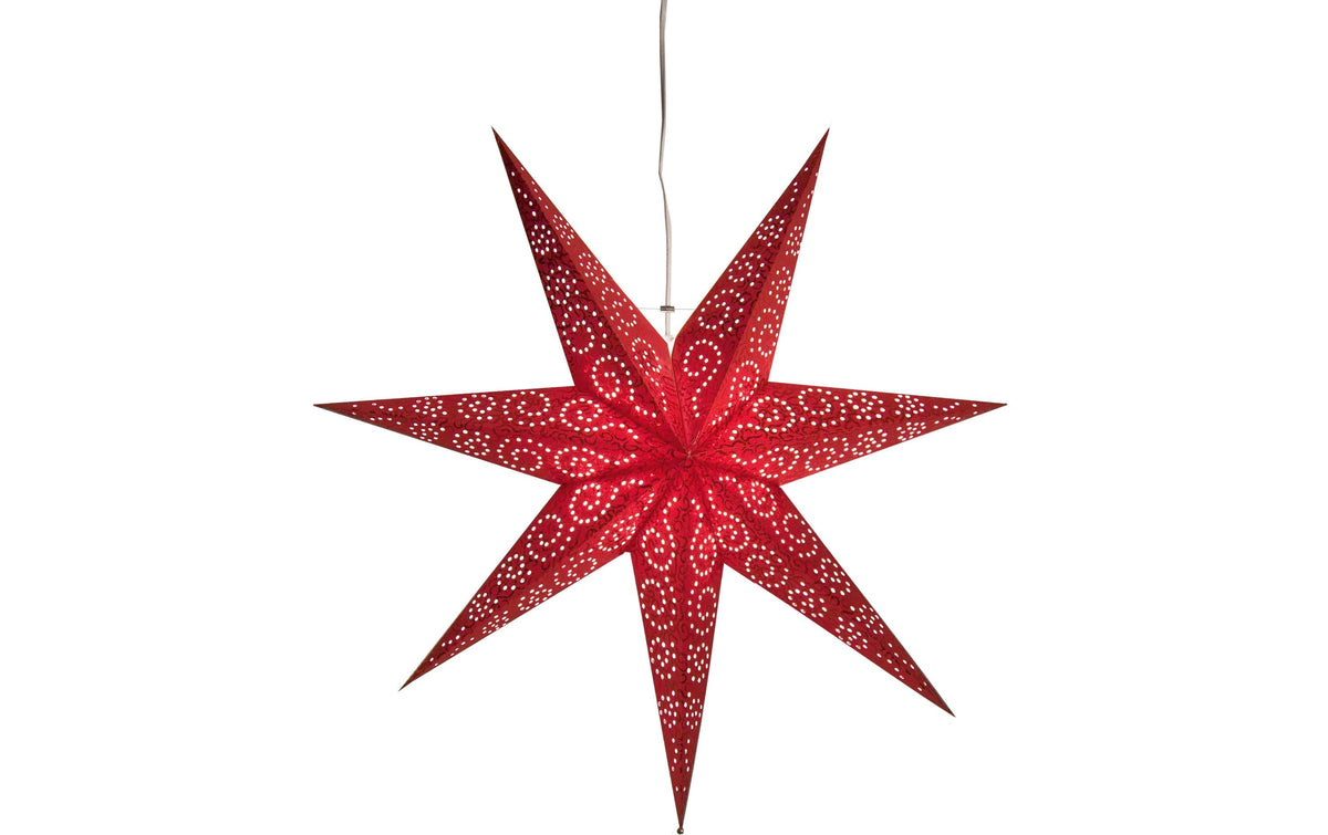 Star Trading Papierstern Antique – 60 × 60 × 16 cm, E14, exkl. Leuchtmittel, rot