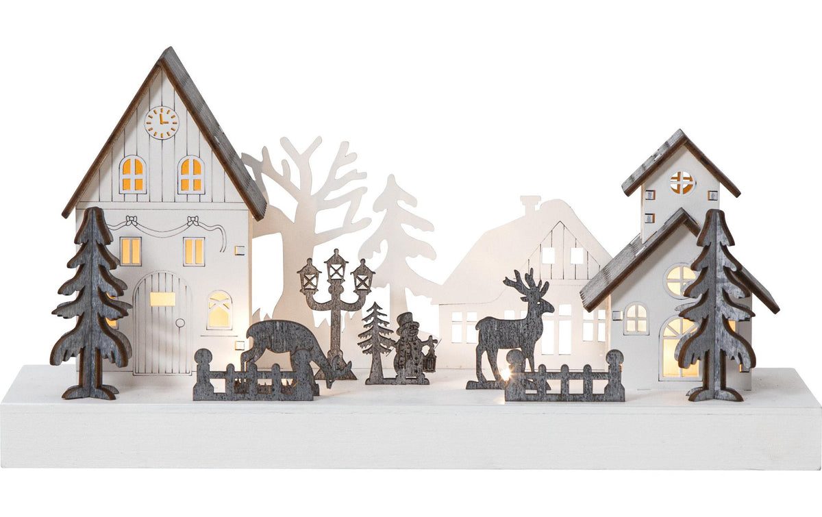 Star Trading Kerzenständer Fauna – 28 × 11 × 14 cm, 0,12 W, Warmweiss, Weiss, Timer, Batteriebetrieb