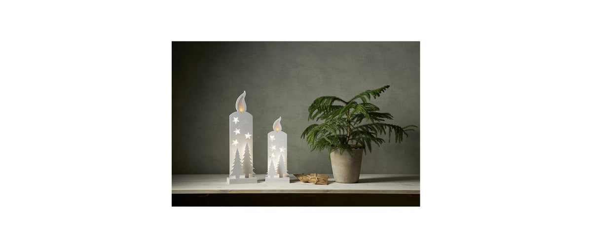Star Trading Grandy Dekorationsfigur – 13 × 36 × 8 cm – Holz, Weiss, 12 LEDs