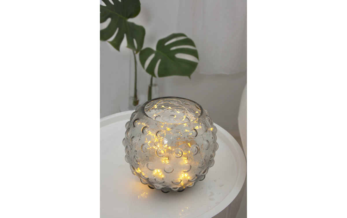 Star Trading Lichterkette Dew Drop – 0,8 m, 4,8 W, Warmweiss, Timer, Silber/Transparent