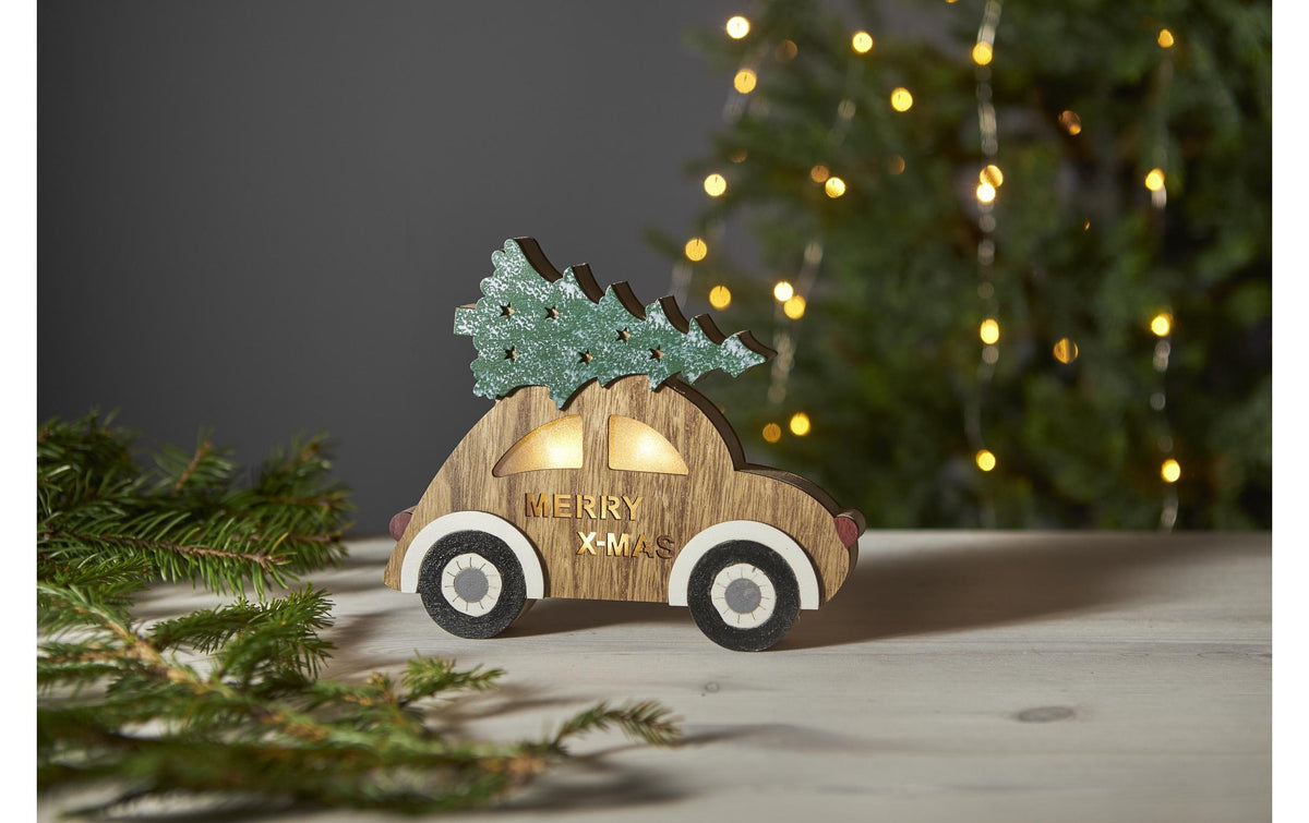 Star Trading Dekorationsfigur – 20 × 17 × 3 cm, 3 LEDs – Holz, Mehrfarbig