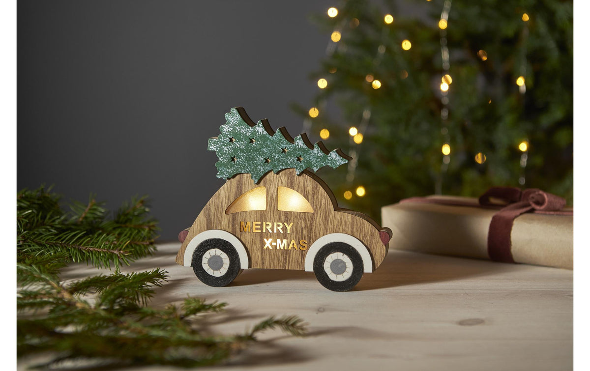 Star Trading Dekorationsfigur – 20 × 17 × 3 cm, 3 LEDs – Holz, Mehrfarbig