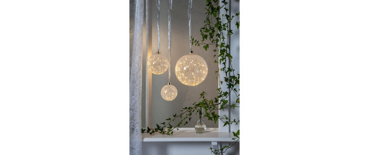 Star Trading Dekorationsfigur Glow Snow – Ø 10 × 11 cm, 0,3 W, Warmweiss, Transparent, Timer, Batteriebetrieb