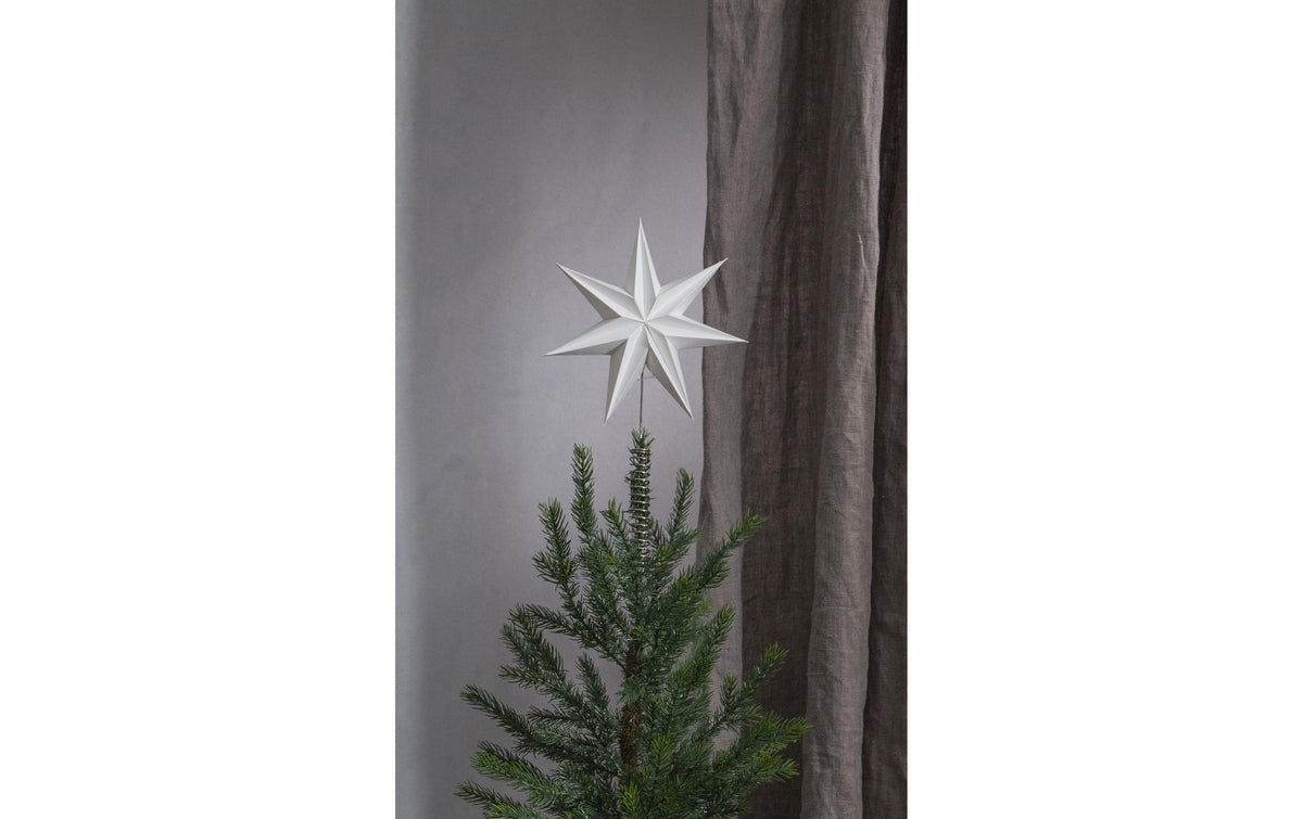 Star Trading Baumspitze – 21 × 33 × 5,5 cm – Metall & Papier, weiss