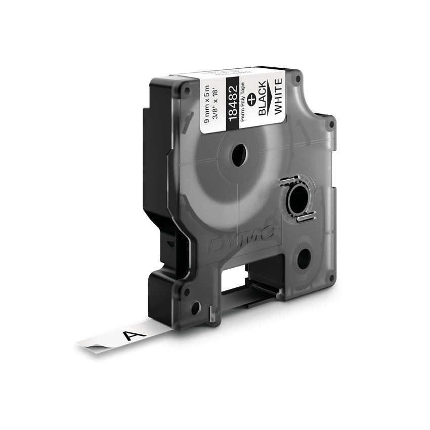 DYMO Textilband – 9 mm × 5,5 m, weiss, schwarz – für DYMO Rhino: 3000, 4200, 5000, und andere