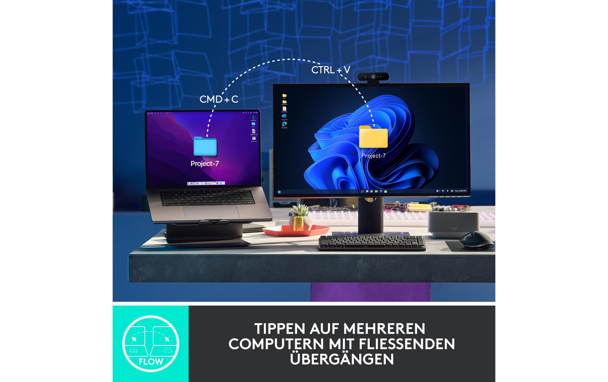 Logitech MX Mechanical – Tastatur, kabellos, CH-Layout (DE-CH), mechanisch, beleuchtet, Dunkelgrau